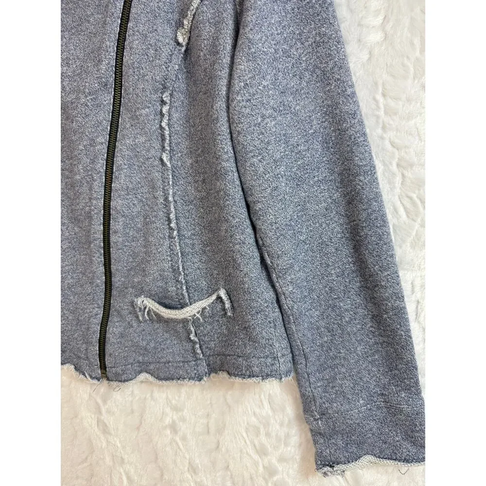 Soft Surroundings Assymetrical Zip Terry Jacket Light Blue Heather Size Medium - Picture 7 of 9